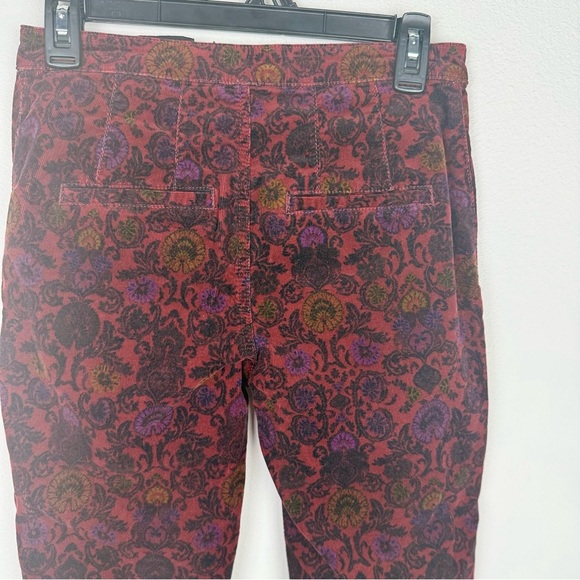 NWOT Free People Brocade Crop Flare Pants Red Multicolor Size 2 - Picture 6 of 12